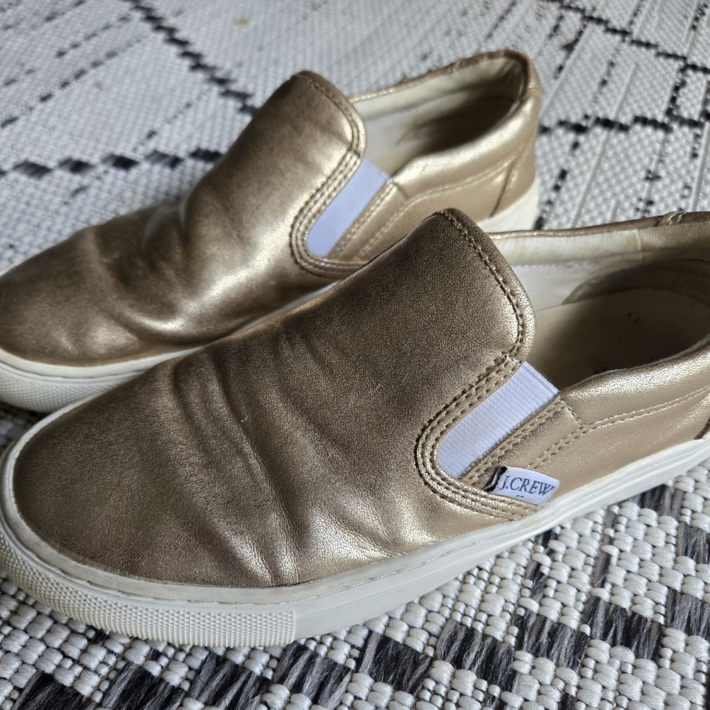 J. Crew Metallic Gold Slip-On Sneakers